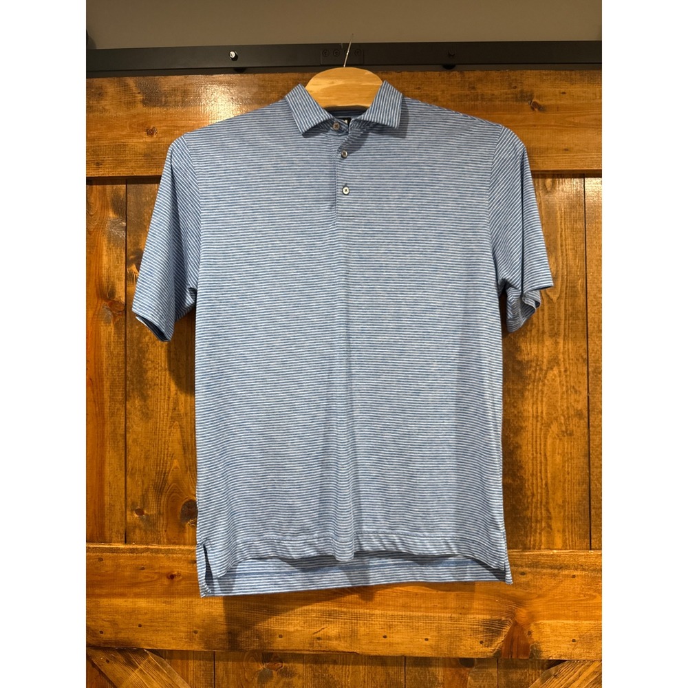 FootJoy Mens XL Blue White‎ Striped Performance Golf Polo Shirt Short Sleeve FJ